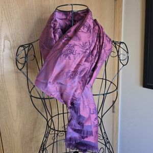 100% Silk Purple/Pink Elephant Scarf